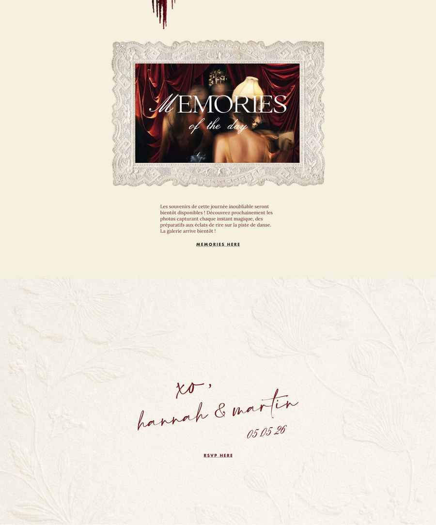 Aperçu mobile du site de mariage